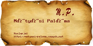 Mátyási Palóma névjegykártya